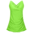 thumbnail image 3 of Bigersell Maillots de Bain une-Pièce à Jupe pour Femmes, Maillot de Bain Portefeuille à Nouer devant, Robe de Bain Tendance 2025 Nouvelle à Volants, Style SW-48, Vert-A, TG, 3 of 9