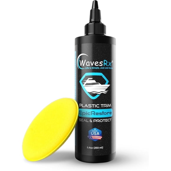 EpicRestore Rénovateur de Garnitures Marines et Protecteur de Vinyle / Rénovateur de Plastique pour Bateaux et PWC / Revêtement Céramique Protection UV et Nettoyant pour Bateau / Fournitures de Nettoyage pour Bateau / Nettoyant pour Vinyle de Bateau – 8,4 fl oz
