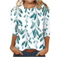 thumbnail image 2 of CHUANK Blouses pour Femmes Grande Taille Mode pour Femmes T-shirt Imprimé Ample Mi-Long Manches 3/4 Col Rond Hauts Décontractés, 2 of 5
