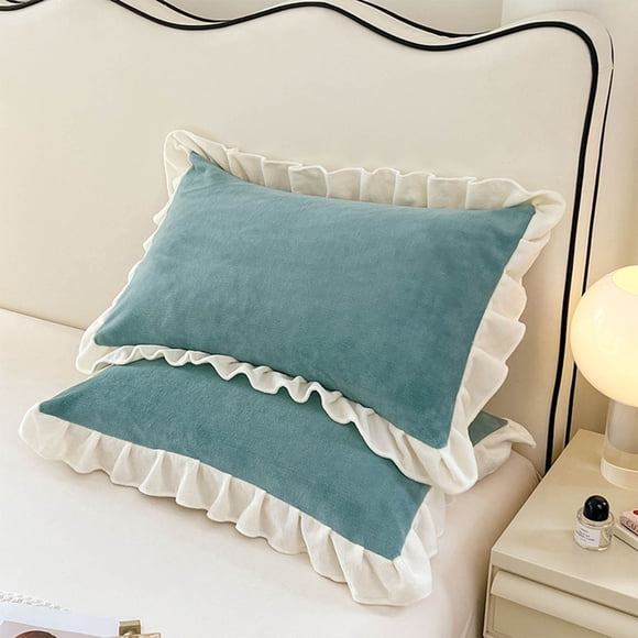 TopLLC Pillow Case Crystal Velvet Winter Pillowcase Solid Color Lace Pillowcase pillowcase pillowcase