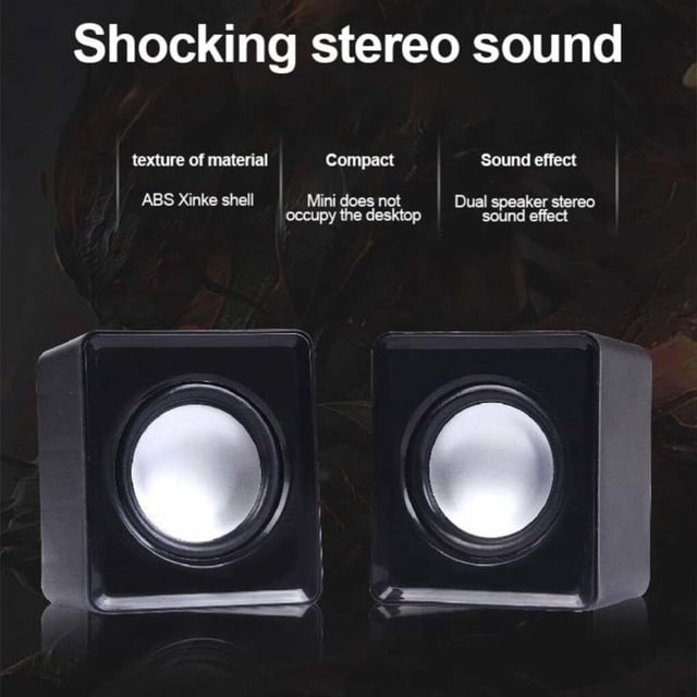 VONKY Computer Speakers Subwoofer Universal Music Loudspeaker Mini USB Sound Surround Office Laptop Multimedia Notebook Black