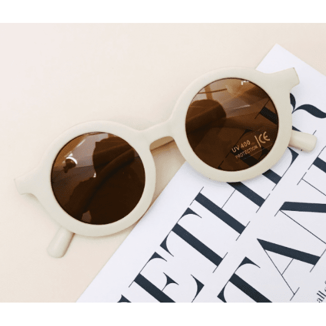 goowrom Lunettes de Soleil pour Enfants, Lunettes Rondes Rétro Unies Anti-UV pour Bébé