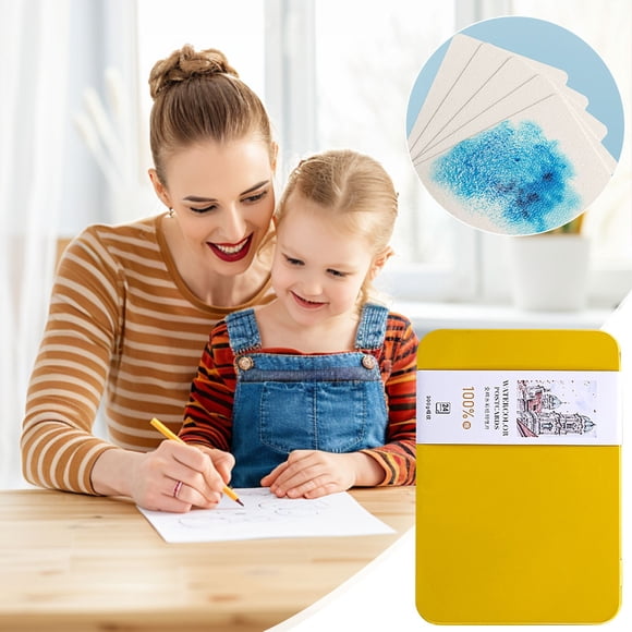 Cartes Postales Aquarelle Vierges 4X6 Pouces 24 Feuilles 300 G/m2 Grain Fin Épais Papier à Haute Saturation en Couleur avec Boîte de Rangement pour Cartes de Vœux Notes de Peinture Artistique Bricolage Fournitures de Création Décor