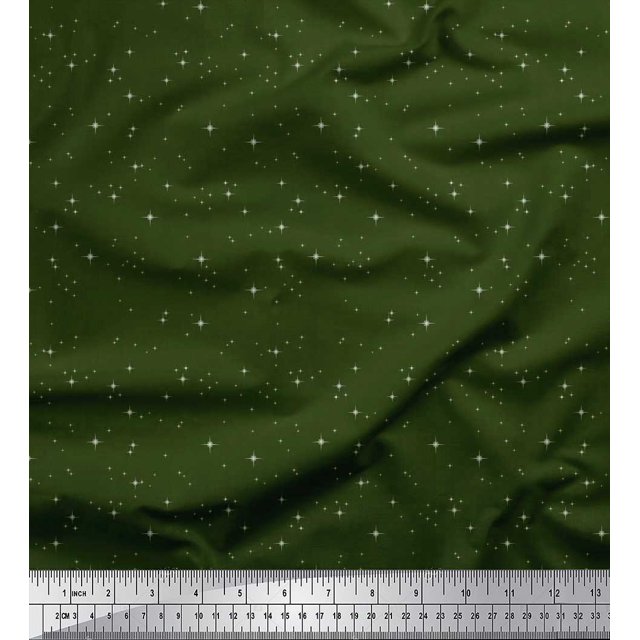 Soimoi Polyester Crepe Fabric Stars Shirting Fabric Prints by Yard 52 Inch Wide