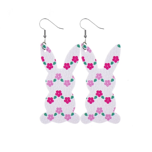 Creative Easter Leather Earrings Colorful Eggs Party Rabbit Happy Easter Day Decor Bunny Ester Parti Girls Gifts, Style 24