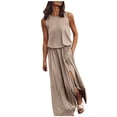 thumbnail image 1 of Leutsin Robe d'Été Décontractée pour Femme Grande Taille Robe d'Été Aguichant pour Femme Sans Manches à Col Rond avec Fente, 1 of 5