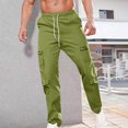 thumbnail image 1 of AherBiu Cargo Pants For Men Drawstring Elastic Waisted Straight Leg Swaetpants With Multi Pockets Casual Athletic Workout Trousers, 1 of 9