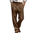 thumbnail image 1 of cllios Cotton Linen Pants Men Straight Leg Pleated Work Dress Pants Regular Fit Solid Color Chino Pants with Pockets Lightweight Pleated Front Suit Trousers, 1 of 5