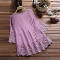 thumbnail image 5 of TIMIFIS Womens Round Neck Short 3/4 Sleeve Floral Print Asymmetric Hem Shirt Tops, 5 of 5