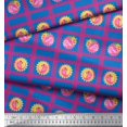 thumbnail image 3 of Soimoi Blue Poly Georgette Fabric Geometric & Flamingo Bird Print Fabric by the Yard 52 Inch Wide, 3 of 3