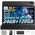 Android 16 Comprimé avec clavier, comprimé 10 modèle Wi-Fi de pouce , Widevine L1 Compatible 8 Noyau T615 CPU, 24GB RAM+128 Go ROM, 6000mAh, Headwolf WPad6