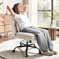 thumbnail image 1 of Homall Chaise de Bureau Jambes Croisées avec Roulettes, Chaise de Bureau Pivotante Sans Accoudoirs à Assise Extra Grand, Hauteur Réglable Chaise de Travail Confortable avec Coussin Épais (Tissu Beige), 1 of 7