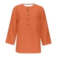 thumbnail image 4 of FAIWAD Womens 3/4 Sleeve Tops Casual Loose V Neck Button Down Tunic Tops Spring Summer Basic Blouse, 4 of 4