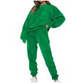 thumbnail image 1 of RKSTN Ensemble 2 Pcs pour Femmes Mode Automne Couleur Unie Pull avec Poches Survêtements Col Rond Hauts de Sport et Pantalons Longs, 1 of 8