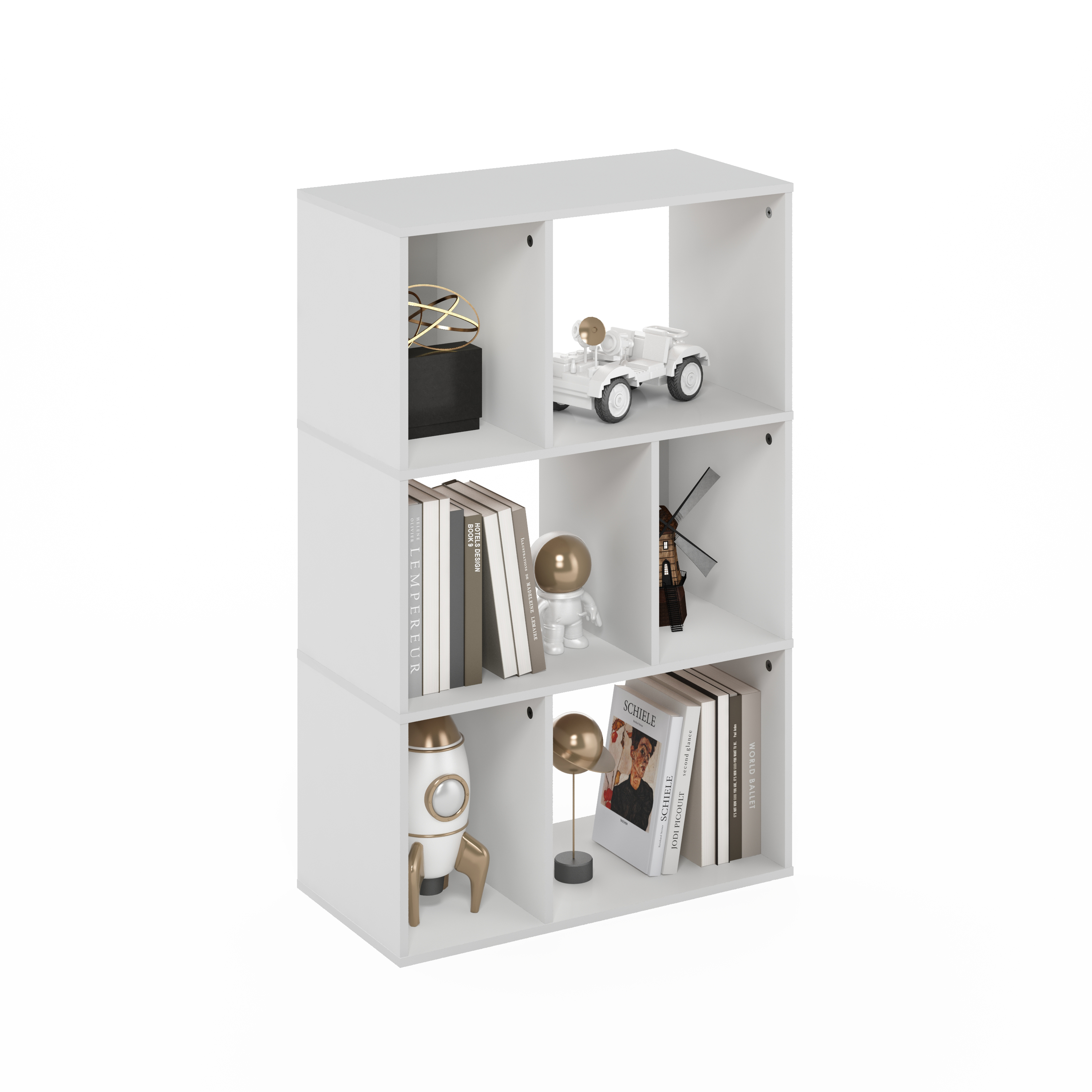 Furinno Daly 6-Cube Bookshelf, White Book Shelf, Cube Storage Organizer Bookcase with Irregular Compartments, 11.7 x 23.6 x 36.8, for Living Room, Bedroom, Home Office, Plain White