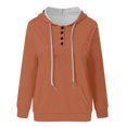 thumbnail image 4 of Yuyuzo Womens Hoodies Drawstring Button Collar Pullover Tops Casual Long Sleeve Fall Sweatshirts, 4 of 5