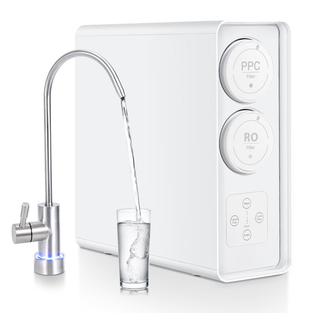Under Sink Tankless Reverse Osmosis System, 600 GPD, 7-Stage Filtration, 2:1 Pure to Drain, Smart Faucet with Reminder, Reverse Osmosis Water Filter for Home