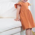 thumbnail image 4 of FAIWAD Robe pour Tout-Petit Fille Bébé Coton Lin à Volants Sans Manches Robes Enfants Dos Nœud Robe d'Été, 4 of 7