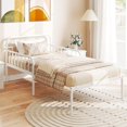 thumbnail image 1 of Single bed frame, convertible sofa bed with headboard and armrests, pull-out sleeper bed for small space dormitory guest apartment, suitable for folding sofa mattress, white, 1 of 2