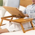 thumbnail image 1 of Ccdes Table d'Ordinateur Pliable en Bambou de Style Moderne pour Lit d'Étudiant, Bureau pour Portable à Hauteur Réglable, Bureau de Lit, Table pour Portable, 1 of 8
