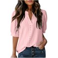 thumbnail image 1 of Liquidation d'Économies! Hauts pour Femmes Grande Taille, Blouse d'Été à Manches Courtes pour Femmes, Blouse Décontractée à Manches Courtes Unie pour Femme à Col en V, 1 of 5