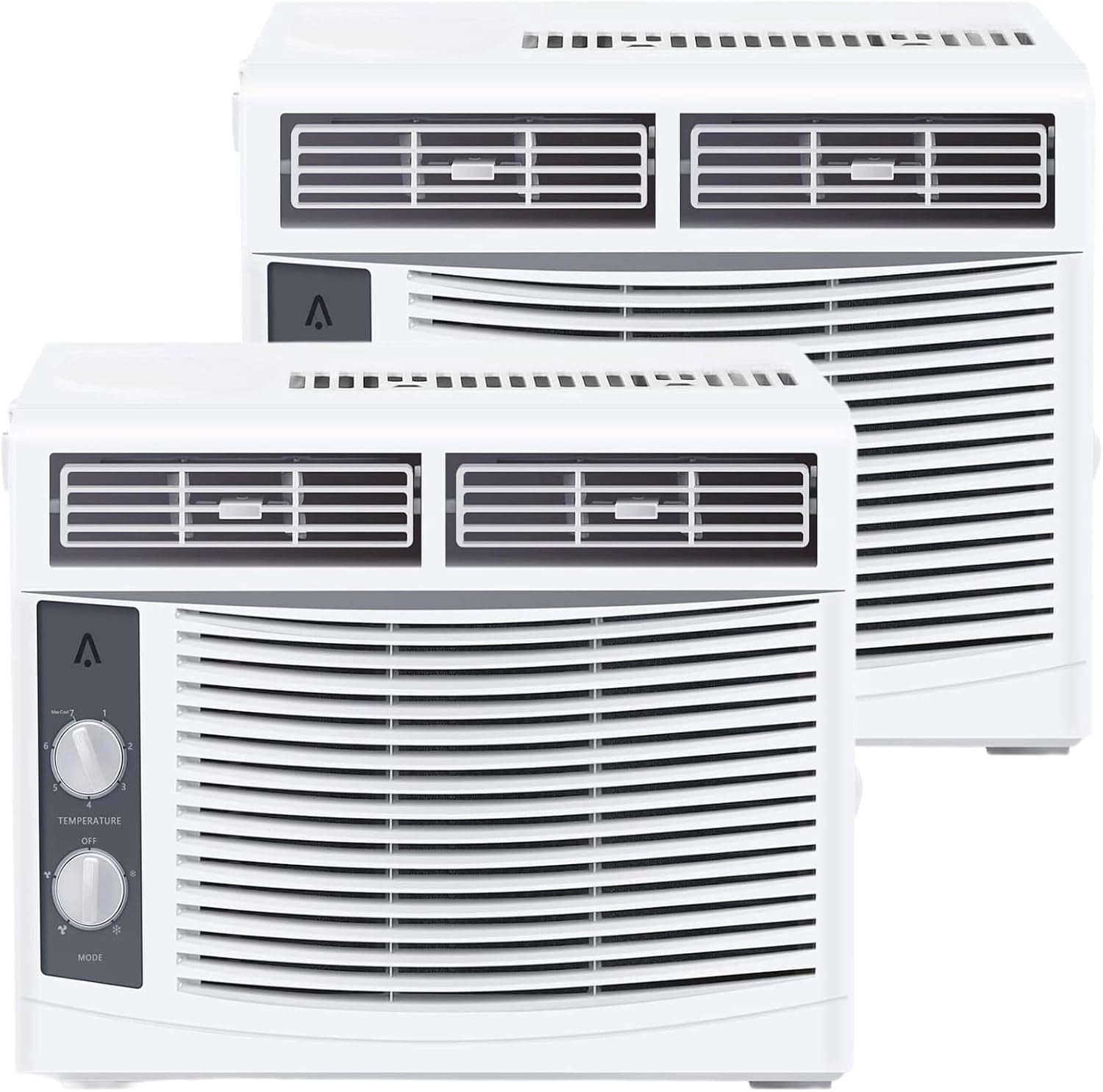 2 Pack 5,000 BTU Window-Mounted Air Conditioner, Cools Up to 150 Sq. Ft.,Quiet Operation, 7-Speed Temperature Control, 2 Fan Speeds, Perfect for Small Bedroom, Living Room, Home Office