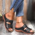 thumbnail image 2 of Womens Orthopedic Slippers Walking Slip on Sandals Comfortable Leather Wide Open Toe Platform Wedge Slides, 2 of 8