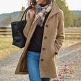 thumbnail image 2 of Pompotops Women's Solid Color Pocket Woollen Coat Recreational Long Sleeve Tops Clearance, 2 of 6