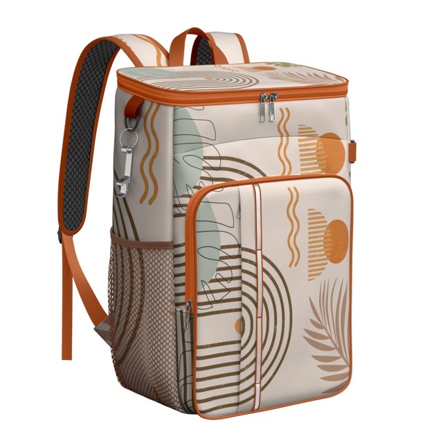 Boho Chic Vintage Fashion Insulated Cooler Backpack - 20L Soft Cooler Bag, Tribal Patterns