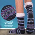 thumbnail image 4 of LANLEO Men 's Fuzzy Ripple Slipper Socks Super Soft Warm Fleece Lining Knit Non Slip Winter Socks Dark Blue, 4 of 4