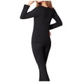 thumbnail image 5 of yoeyez sous-Vêtements Thermiques pour Femmes, Couche de Base Col Rond Manches Longues Thermiques Ensemble de Pyjama Doublé en Molleton Haut Bas pour Temps Froid Hiver Ou Printemps Noir G, 5 of 5