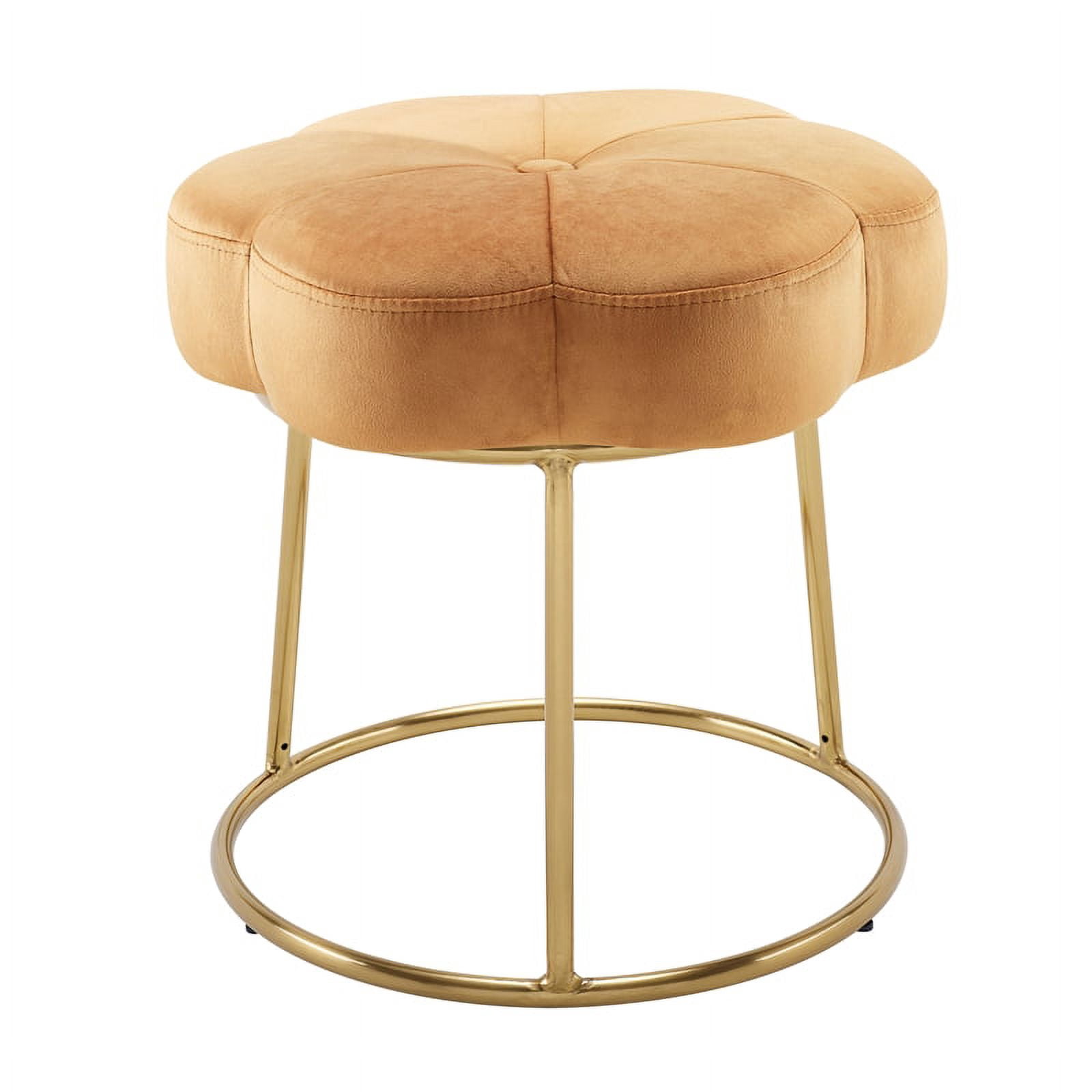 Linon Siena Metal Upholstered Accent Vanity Stool in Orange