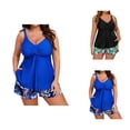 thumbnail image 1 of Maillots de Bain pour Femmes Tankini Décontracté Grande Taille Haut Modeste à Cordon avec Short de Bain Taille Haute Deux Pièces Maillots de Bain Femme, 1 of 9