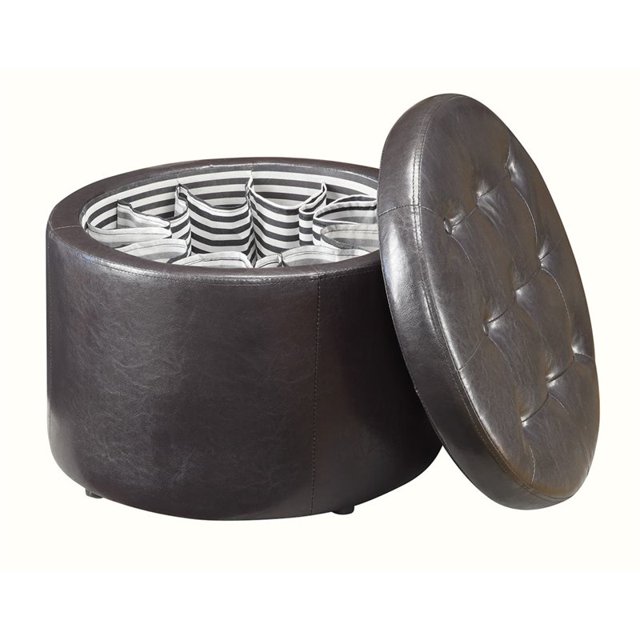 Convenience Concepts Designs4Comfort Pouf Rond en Similicuir Espresso