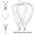 thumbnail image 2 of Lock Chain Necklace  Punk Chains  Statement Lock Key Pendant Necklace Silver Set Eboy Long Multilayer Chains Punk Choker 2 Set, 2 of 5