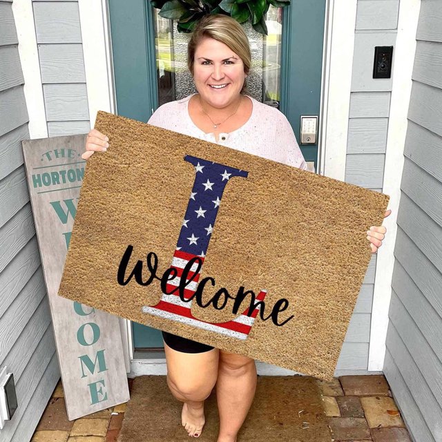 TopLLC Bathroom Rugs 4th Of July Door Mat Patriotic Doormat Entryway Rug Welcome Independence Day Doormat Stain And Fad Patriotic Decor Welcome Outdoor Mat A map