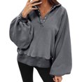 thumbnail image 2 of Chandails à Capuchon de Mode pour Femmes 2023 Mode Manches Longues Col Rabattu Couleur Unie Hauts Amples Blouses Chandails en Molleton 50 % de Rabais Liquidation Costumes Halloween/noël, 2 of 7