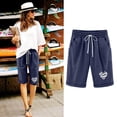 thumbnail image 4 of Birdeem Shorts for Women Women Elastic Waist Love Printed Drawstring Shorts, 4 of 12
