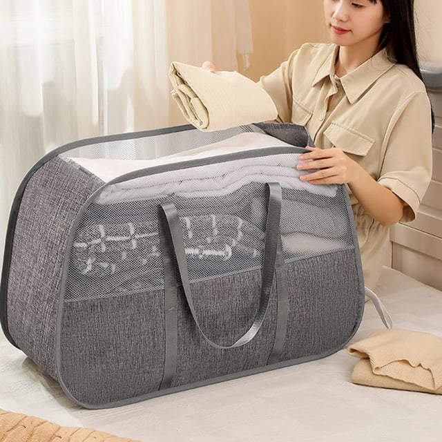 TACILIP Closet Organizers and Storage, Shoulder Type Large-capacity Dirty Clothes Basket Border Foldable Laundry Basket Thickened Cloth Dirty Clothes Basket Breathable Storage Basket