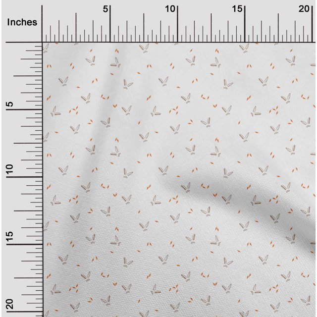 oneOone Georgette Viscose Fabric Carrot & Rabbit Face Animal Decor Fabric Printed BTY 42 Inch Wide