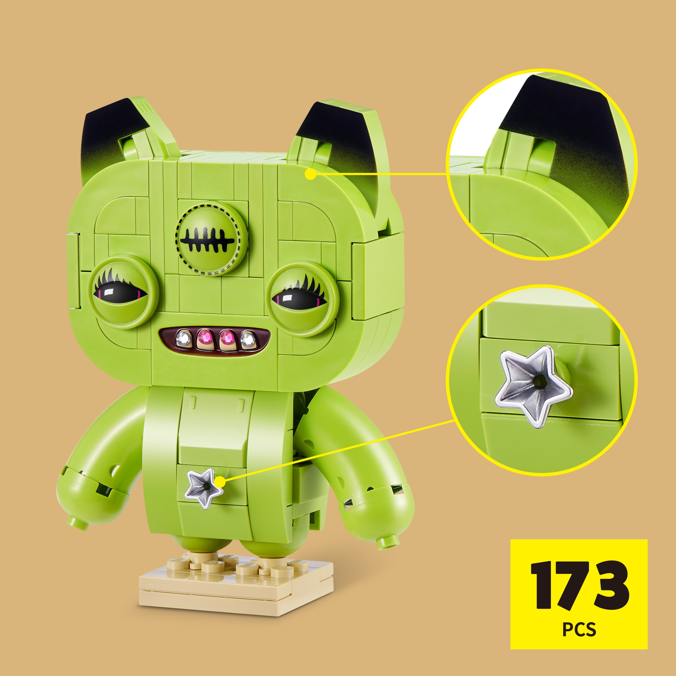 Collection MAX BUILD MORE Premium Fuggler Baddies (Alien agacé) par ZURU - Jeu de briques de construction en plastique pour enfants de 8 ans et plus