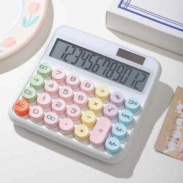 TopLLC Calculatrice Mécanique, Calculatrice Mignonne à Affichage 12 Chiffres pour le Quotidien et le Bureau de Base, Calculatrice Style Machine à Écrire Vintage à Énergie Solaire et à Piles