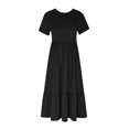thumbnail image 3 of SuoKom Robe Maxi d'Été Robe d'Été pour Femme Décontractée à Manches Courtes Robe à Col en V Robe Décontractée Fluide à Volants Robe Maxi de Plage avec Poches Robes de Bal en Liquidation, 3 of 6