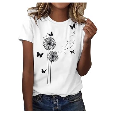 XZNGL T-shirt pour Femmes Mode Été Imprimé Ordinaire T-shirt à Manches Courtes à Col Rond pour Femmes