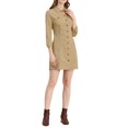 thumbnail image 1 of INSPIRE CHIC Robe en Denim pour Femme Manches 3/4 Boutonnée Mini Robe Chemise en Jean m Kaki Clair, 1 of 8