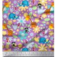 thumbnail image 1 of Soimoi Modal Satin Fabric Floral,Bird & Animal Cartoon Print Sewing Fabric Yard 42 Inch Wide, 1 of 3