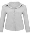 thumbnail image 4 of Chemises à Manches Longues pour Femmes Décontractées Amples à Boutons Col Rabattu Hauts Bureau Femme Manteau Haut Tissu, 4 of 5