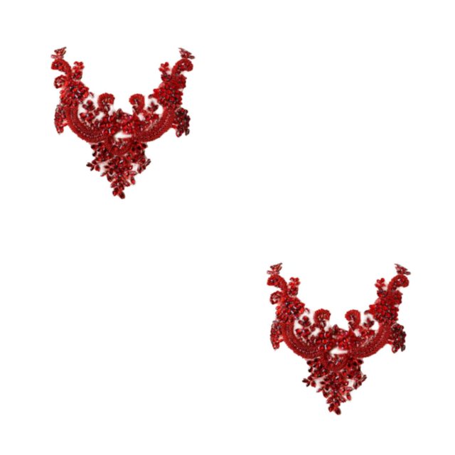 maskred Beautiful And Easy To Rhinestones Applique Sew On Beads Trim Patches Versatile Beautiful And Elegant vermeil 2Set