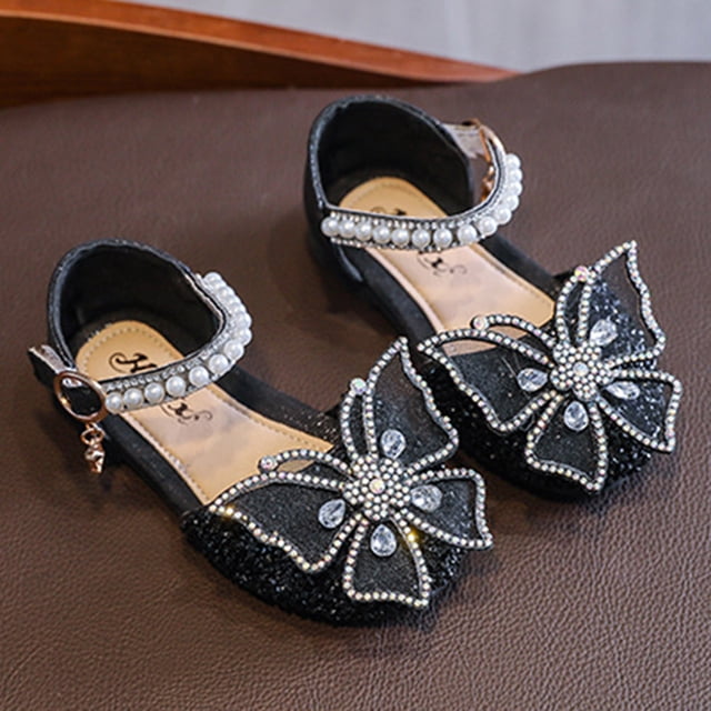 LSLJS Girls' Sandals Bow Princess Shoes Baby Soft Sole Bright Diamond Dance Performance Shoes, Girl's Sandals