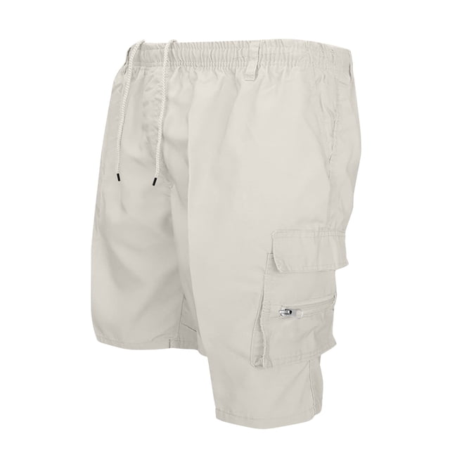 Plebaso Summer Mens Cargo Shorts Elastic Waist Drawstring Work Outdoor Shorts Lightweight Hiking Shorts